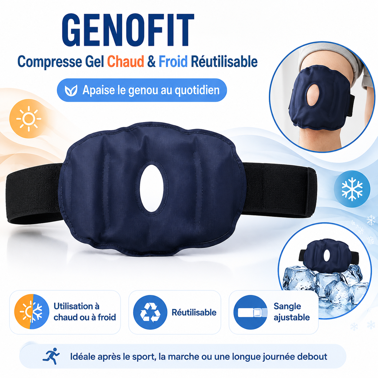 Genofit – Compresse Gel Chaud & Froid Réutilisable